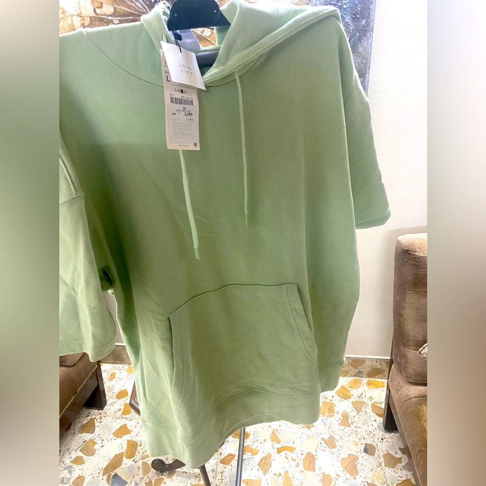 ZARA HOODED SWEATSHIRT!! New with tag. Sea green color. - Picture 2 of 7